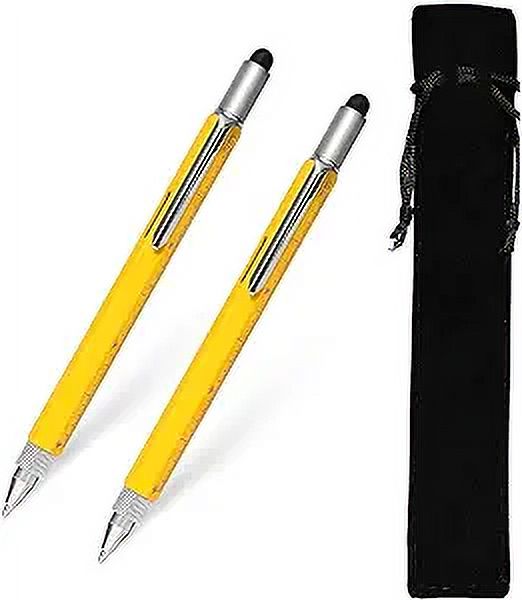 5-in-1 Red Multi-Tool Pen – Stylus, Ruler, Spirit Level, Phillips & Flathead Screwdriver – Blue Ink Ballpoint