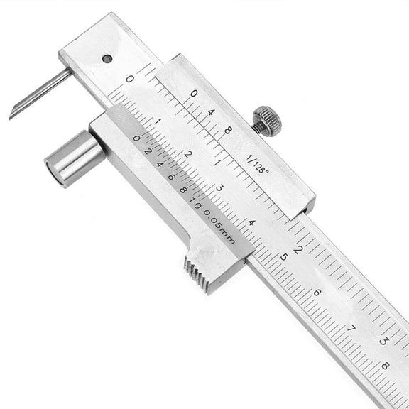 Metal Scribe Calipers, 0-8 inch Carbide Parallel Crossed Vernier Caliper, Easy to Read Marking Gauge with 2 Needle Tool for Metal,Wood Plastic and Most Materials Scribing