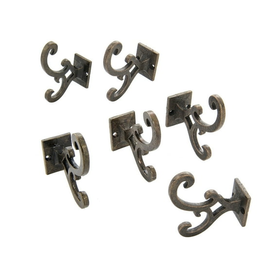 Metal Scroll Wall Hook Bronze Set of 6