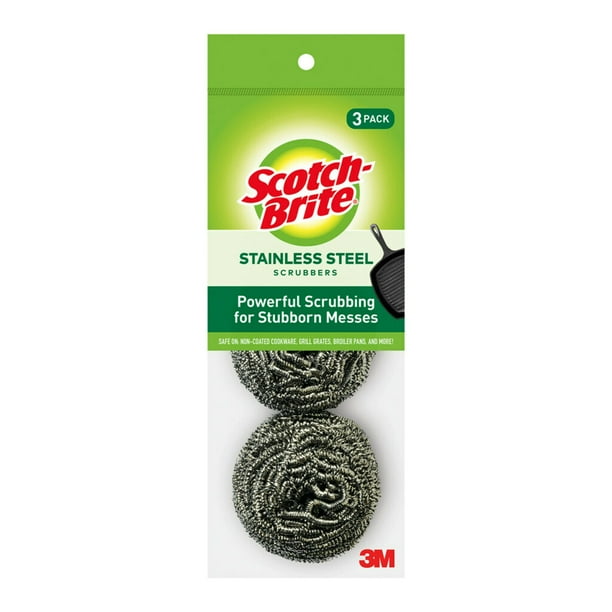Metal Scrubbing Pads, 2.25 x 2.75, Silver, 3/Pack, 8 Packs/Carton Metal Scrubbing Pads, 2.25 x 2.75, Silver, 3/Pack, 8 Packs/Carton