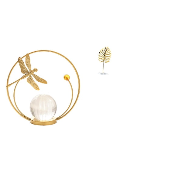 Metal Sculpture Crystal Ball Ornament Abstract Leaf Design Iron Material for Hallway Fireplace Shelf Desk Decor