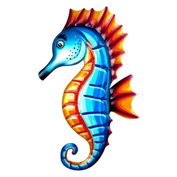 Metal Seahorse Garden Wall Decor Colorful Outdoor Fence Art Patio Sculptures Hanging Decorations for Yard Porch Living Room Bedroom
