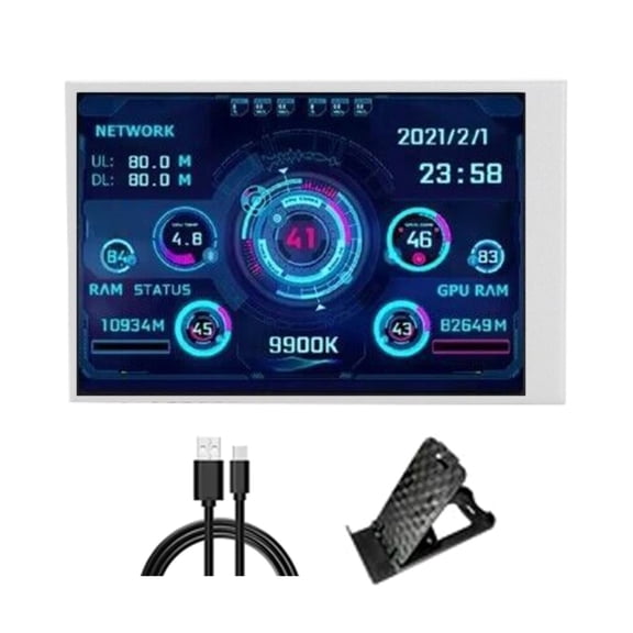 Metal Secondary Display 3.5Inch Panel USB C Instantly Setups Dynamic Visual Enhancement Tool Multifunction