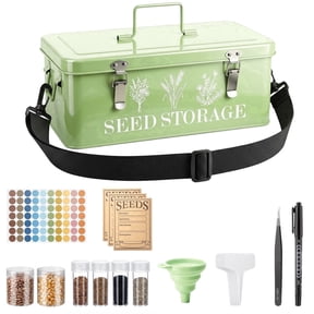 HAARAY Seed Storage Organizer with Dual Safety Locks and Carry Strap, 4 Compartments Portable Garden Case for Flower Plant Storage