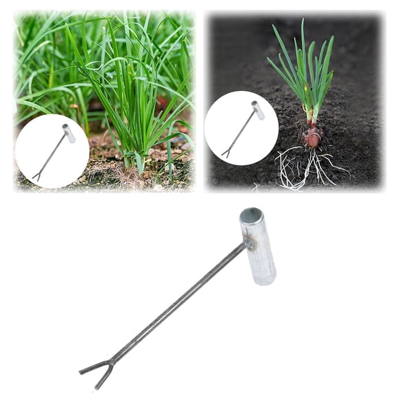 Metal Seedling Transplanter Double Head Manual Seedling Plugger Labor Saving Vegetable Transplant Tool for Farm Backyard Garden Scallion Onion Seedling Planting