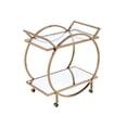 thumbnail image 1 of Metal Serving Cart with Mirrored Open Shelf and Tubular Angled Handles Gold and Clear - Saltoro Sherpi, 1 of 5