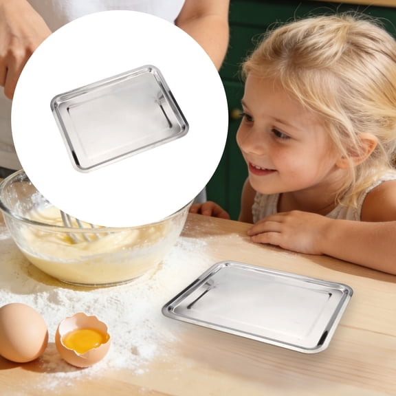 Metal Serving Tray - 27x20cm Rectangular Aluminum Tray - Lightweight Decorative Tray for Home and Table