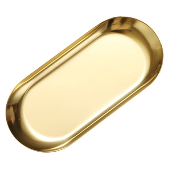 Metal Serving Tray Rectangular Fast Tray Lightweight Stackable for Indoor Snacks Dinner Home Kitchen Use (Gold1)