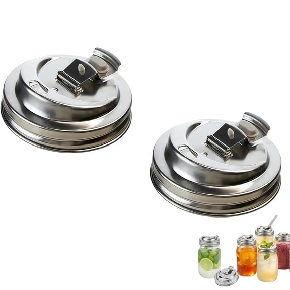 Metal Shaker Lids for Mason Jars, Reusable Mason Jar Lid for 16/24/32/64oz Wide Mouth Jars, Anticracking Leak Proof Seal Flip, Drink Covers for Coffee Cups (4 PCS)