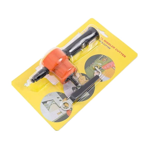 Metal Sheet Nibbler Cutter Set,Double-Head Metal Cutter with Hole Drill Attachment,Metal Cutting Tool, Sheet Metal Nibbler, Drill Attachment Set, Paperboard Double-Head Cutter for Metal(Orange)