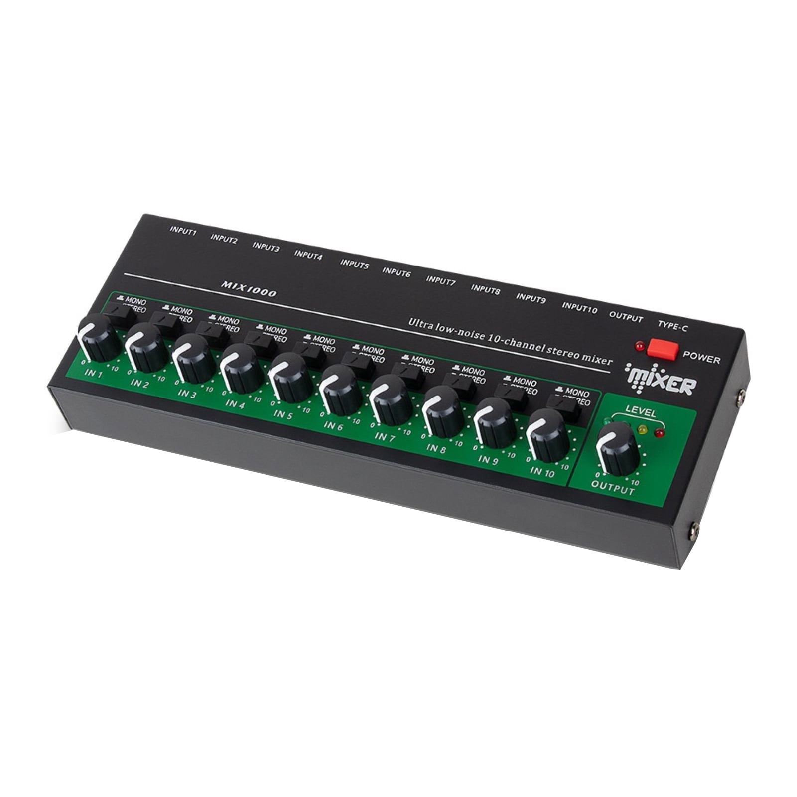 Metal Shell 10-Channel Mixer for Professional Audio Production Durable Design with Dust-Free Painting
