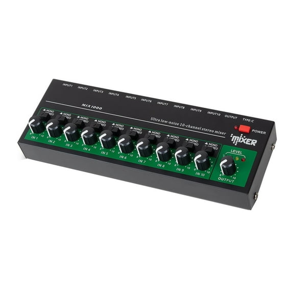 Metal Shell 10-Channel Mixer for Professional Audio Production Durable Design with Dust-Free Painting