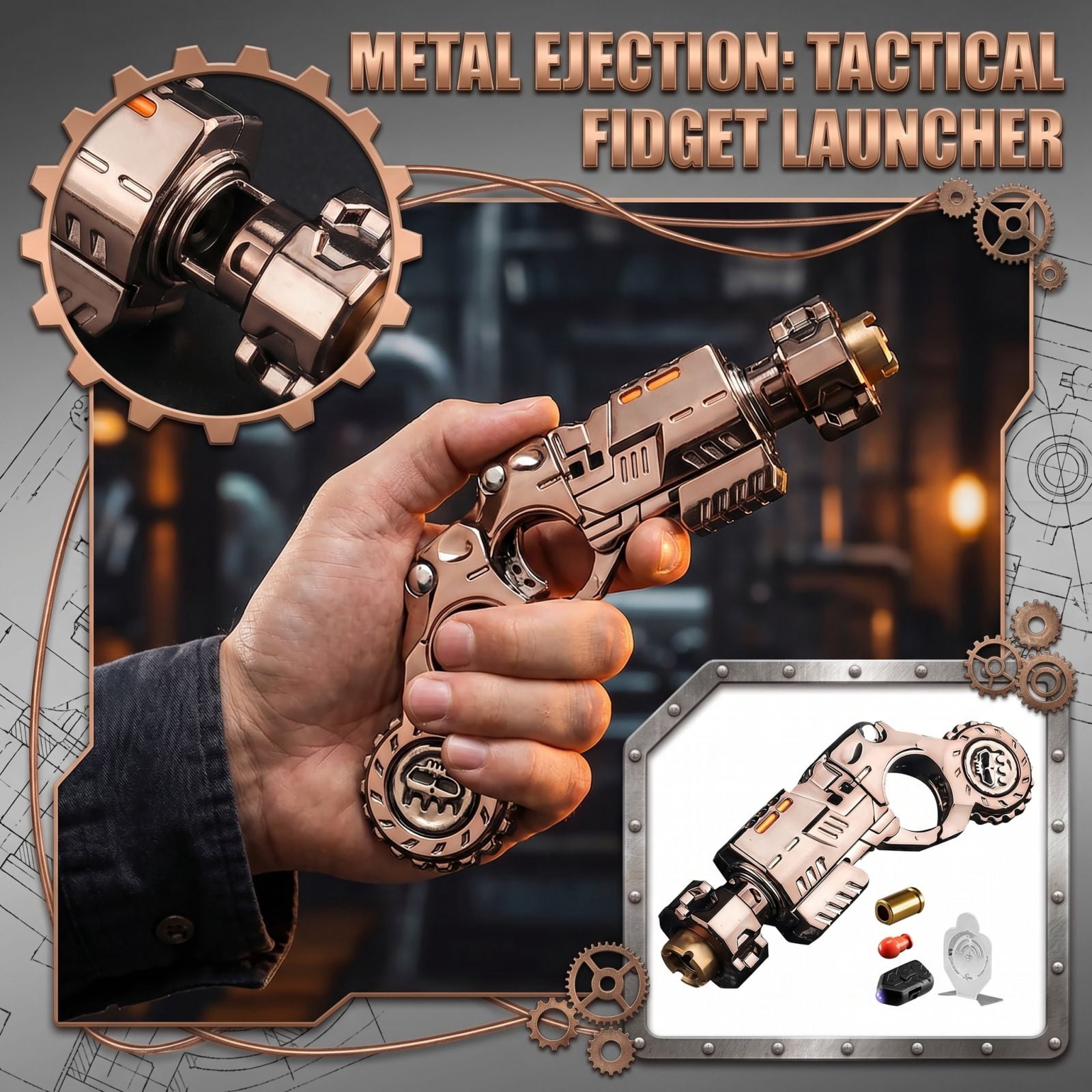 Metal Shell Ejecting Fidget Tool Kit for Adults with Reusable Shells and Bullets Steel Decompression EDC Stress Relief