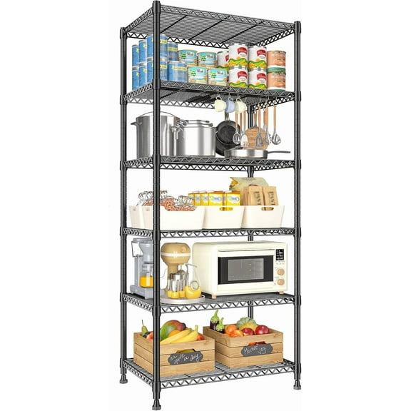 Metal Shelving 75"H Storage Shelves Tall Wire Shelving Unit Adjustable Detachable Storage Shelves for Laundry Pantry Kitchen Commercial school Storage Rack 75"H X 35"W X 14"D