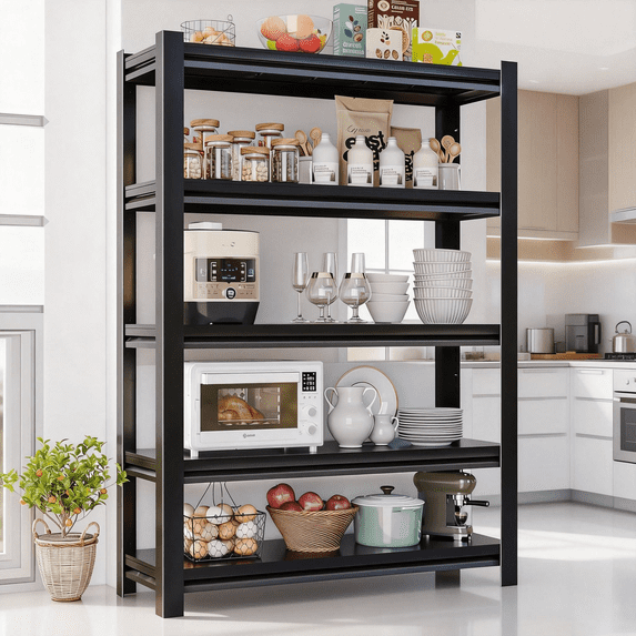 Metal Shelving for Storage, 5 Tier Adjustable Kitchen Storage Shelves, Shelving Unit Bookshelf Utility Shelf Metal Storage Rack for Garage Pantry Closet Laundry, 18"D x 36"W x 78" H