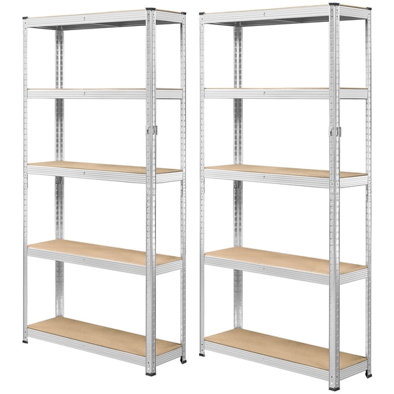 Metal Shelving Unit,5Tier Adjustable Storage Rack,Heavy Duty Garage Utility Shelves,Boltless Assembly Shelving System,Storage Organizer for Home,Garage,Kitchen,Workshop,Basement,Silver