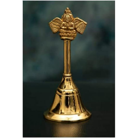 Metal Shiny Gold Colored Garuda Ghanti/Pooja Mandir Bell (Approx. Height 4.5 inch)