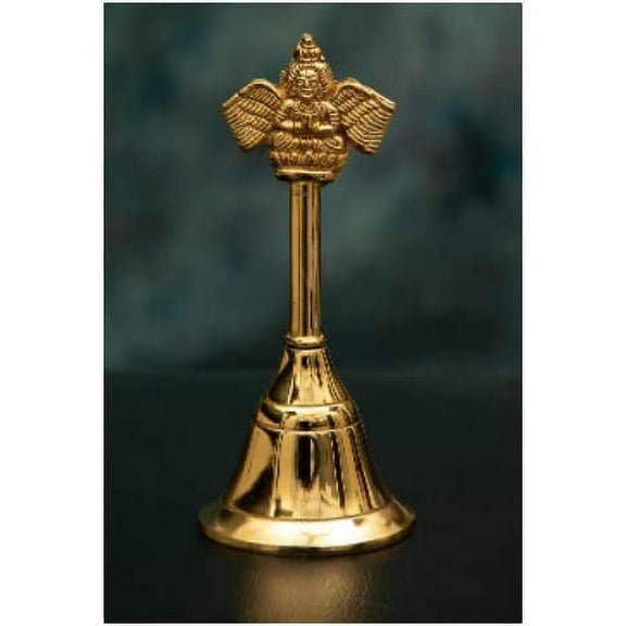 Metal Shiny Gold Colored Garuda Ghanti/Pooja Mandir Bell (Approx. Height 4.5 inch)