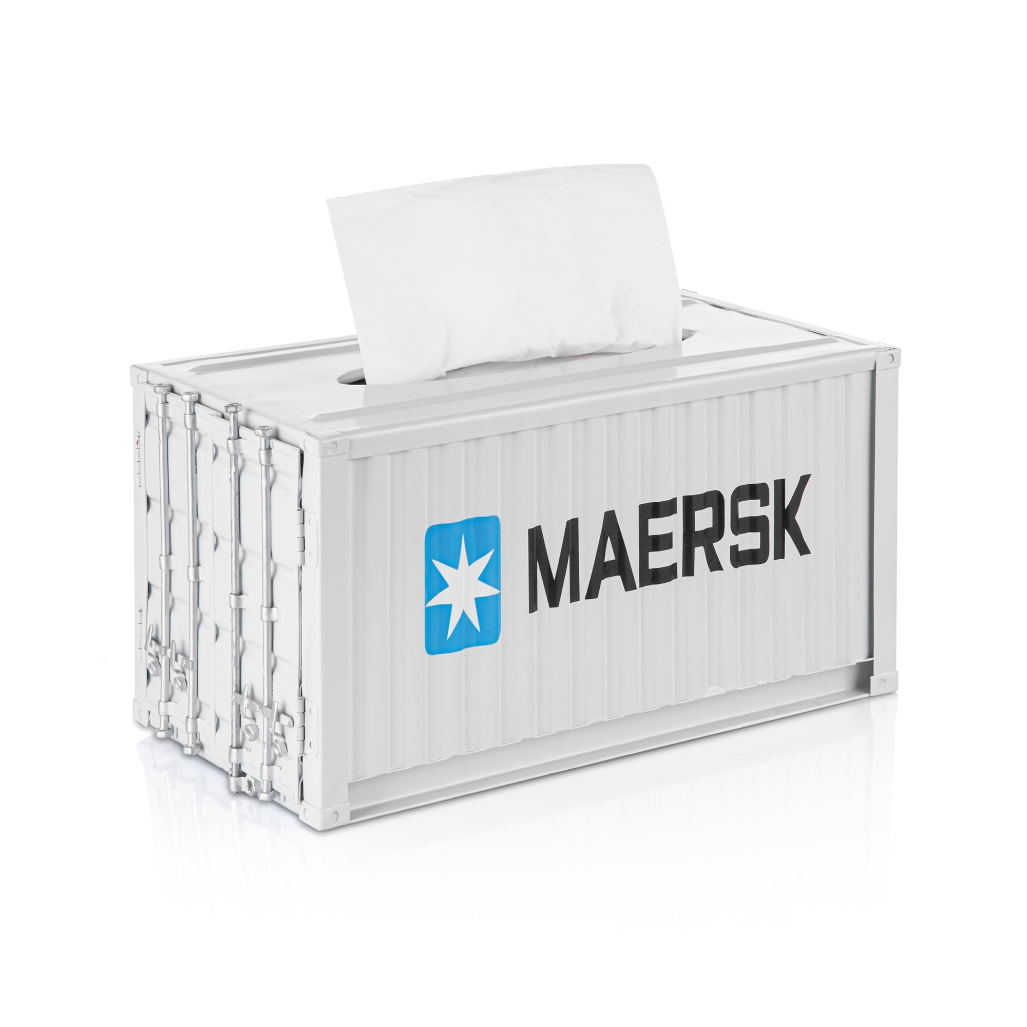 White Metal Shipping Container Tissue Box Cover