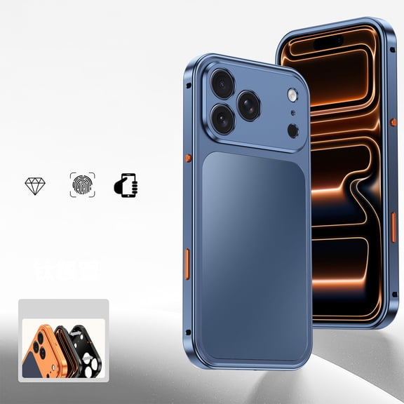 Metal Shockproof Bumper Frame for iPhone 17, Magnetic PC Protective Frame with Speaker Dust Cover, Snap Buckle Switch and Fine Hole Camera Protective Ring, Blue
