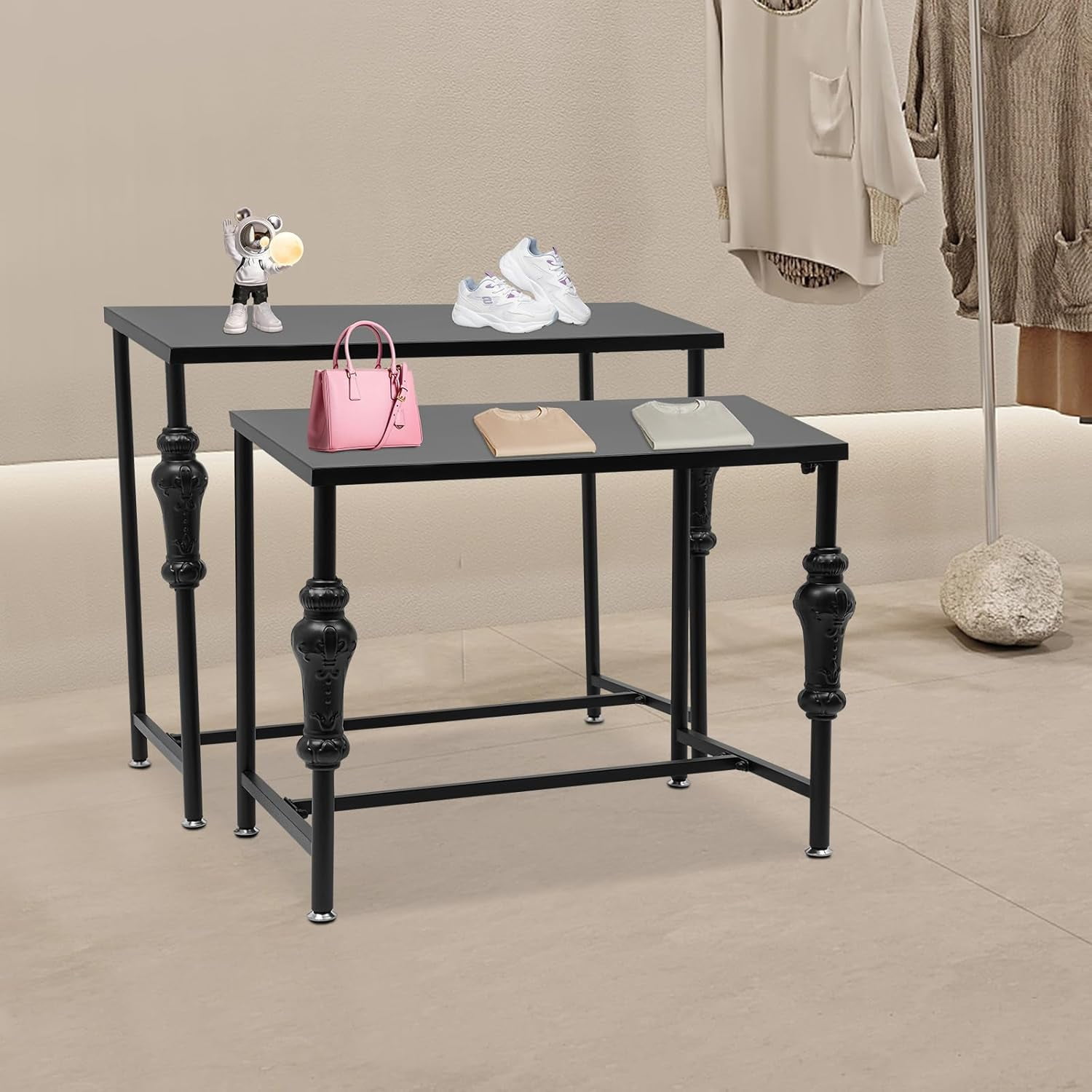 Metal Shoe Handbag Display Stand Set of 2 Retail Display Tables ...