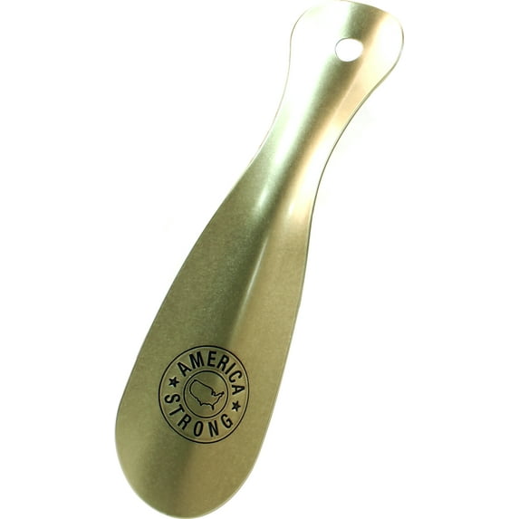 Metal Shoe Horn 8 in - Made in the USA - Vintage Brass America Strong