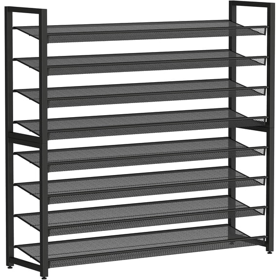 Metal Shoe Rack,Large 8 Tier Shoe Organizer, Heavy Duty Metal 4-Tier Stackable Shoe Storage Vertical Shoe Rack for Closet Front Door,Entrance,Entryway,Garage,Up to 50 Pairs,Black