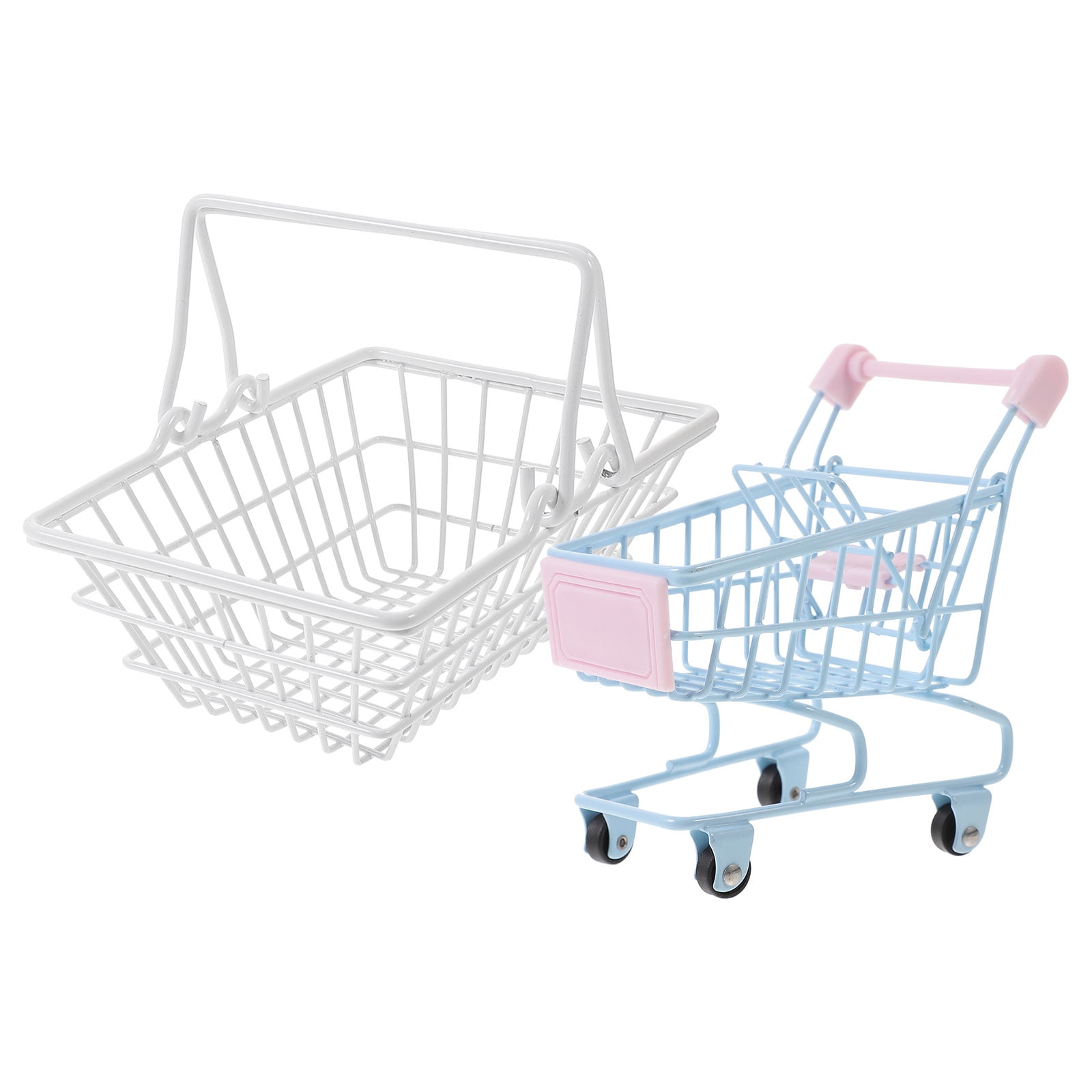 Metal Shopping Cart Holder Supermarket Handcart Trolley Table Office