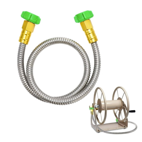 Metal Short Garden Hose with Female to Female Connector, Stainless Steel Small Hose for Hose Reel, Long, Flexible, Lightweight & Heavy Duty Water Pipe, Outdoor Water Hose Extension Adapter