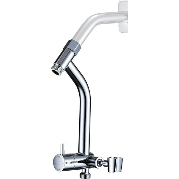 All Metal Shower Diverter with Low Handheld Holder, 3-Way Diverter Valve with Pause Mode for Handheld and Fixed Shower Head, 4-Settings Universal Bathing System Replacement Part(Chrome)