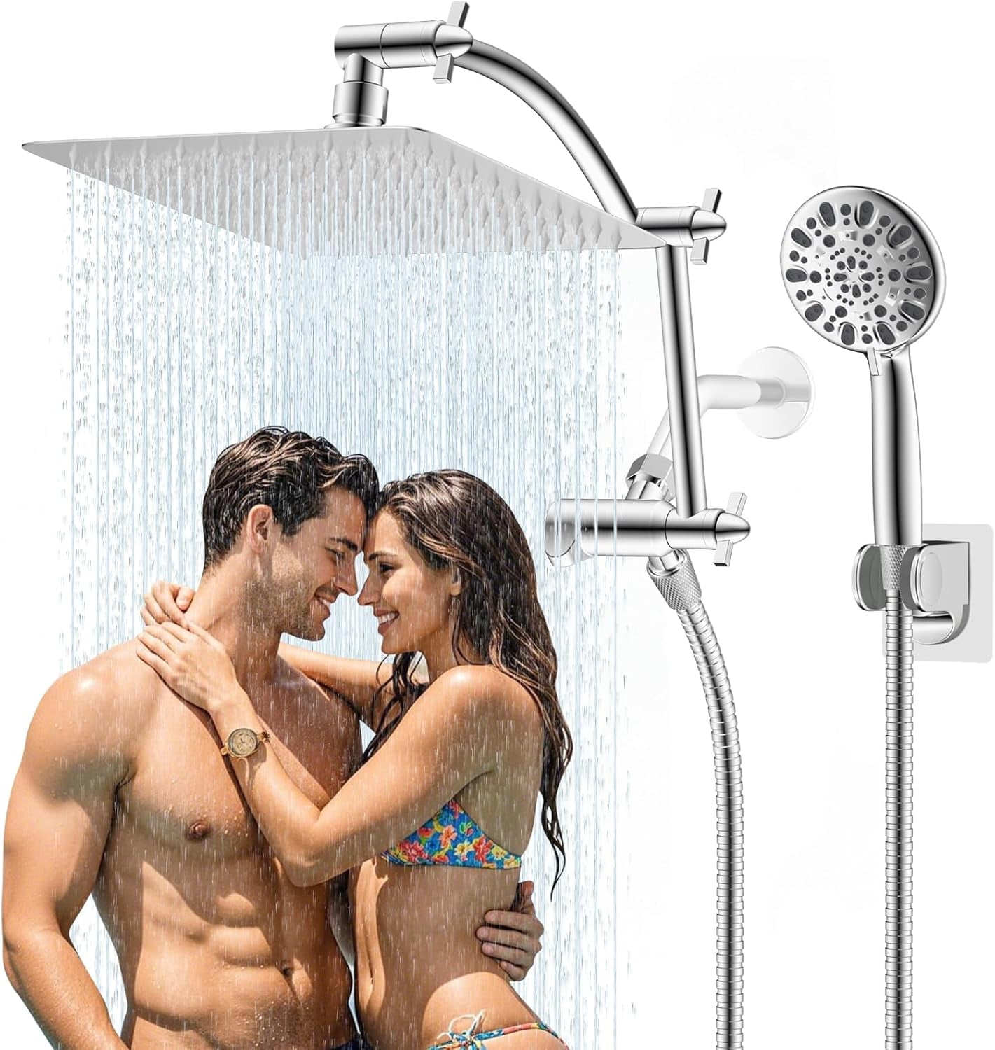 All Metal Shower Head,10'' High Pressure Rain Shower Head/Handheld ...