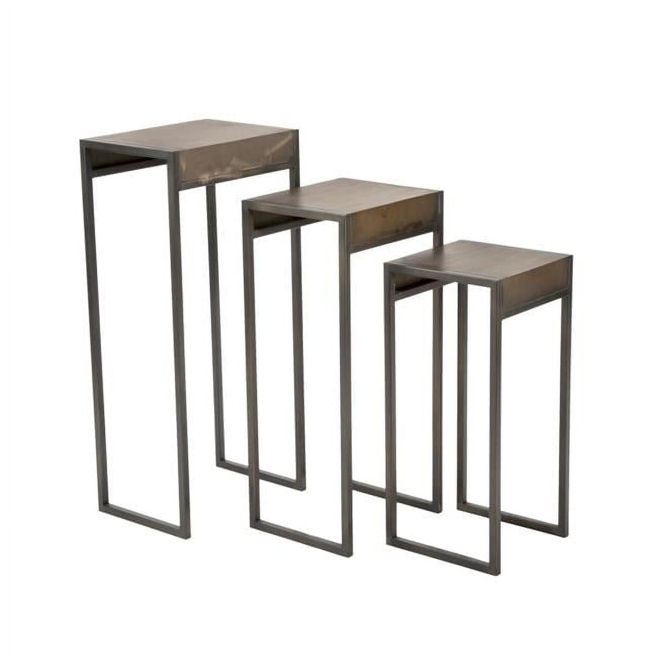 Burnished Gold and Black Metal Rectangular Nesting Tables Set