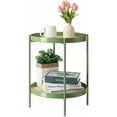 thumbnail image 1 of All Metal Side Table, 2 Tier Anti Rust End Table with Imitation Rattan Pattern on Removable Trays, Round Table for Living Room, Small Nightstand for Bedroom 20.47 Inch x 16.54 Inch Green, 1 of 19