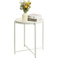 thumbnail image 1 of Metal Side Table, Side Table for Small Spaces Outdoor Patio Side Table Circle Metal Bedside Table Waterproof Removable Tray Round Accent Table for Nursery Bedroom Balcony Office(White), 1 of 6