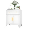 thumbnail image 1 of Elegant Metal Sideboard Cabinet with Big Drawer,Buffet Cabinet with Adjustable Shelves,Metal Storage Cabient for Kitchen,Dining Room,Entryway,White, 1 of 7