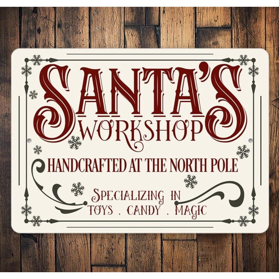 Metal Sign 8 X 12 Inch(20X30)Santa's Workshop Sign, Christmas Workshop, Christmas Santa Sign, Santa Lover, Santa Home Decor, Workshop Sign, Holiday Shop Sign, Santa Gift