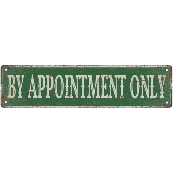 Metal Sign By Appointment Only Vintage Signs Retro Tin Signs Plaque Aluminum Street Sign For Bedroom Kitchen Garden Wall Pub Club Coffee Hanging Sign Decor 4X16 Inches