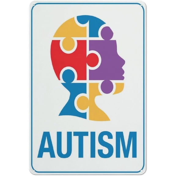 Metal Sign Autism Sign Metal 8"x12" Rust Free Aluminum, Indoor & Outdoor Use For Fence And Yard, Autism Awareness Marker