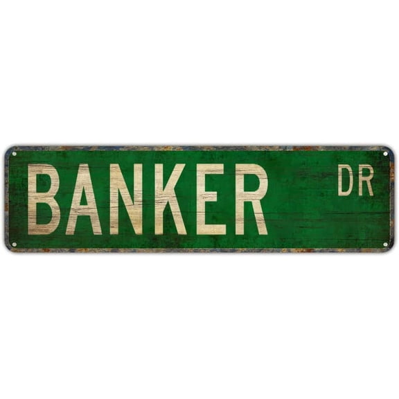 Metal Sign BANKER DR Vintage Tin Signs Plaque for Bedroom Kitchen Garden Wall Bar Club Coffee Hanging Sign Home Decor 4"x16"