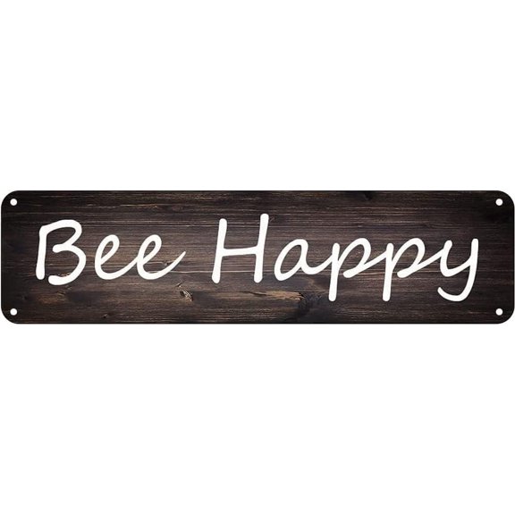 Metal Sign Bee Happy Vintage Signs Retro Tin Signs Aluminum Sign for Kitchen Home Garden Wall Bar Cafe Decor 4x16 Inch