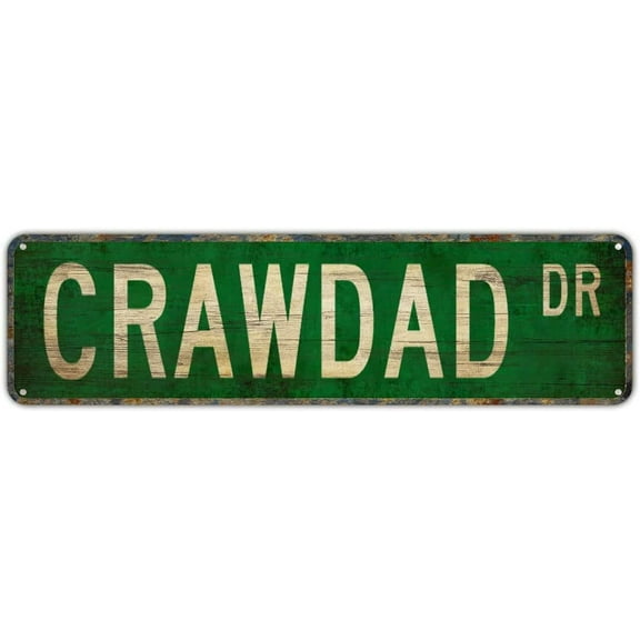 Metal Sign CRAWDAD DR Vintage Tin Signs Plaque for Bedroom Kitchen Garden Wall Bar Club Coffee Hanging Sign Home Decor 4"x16"