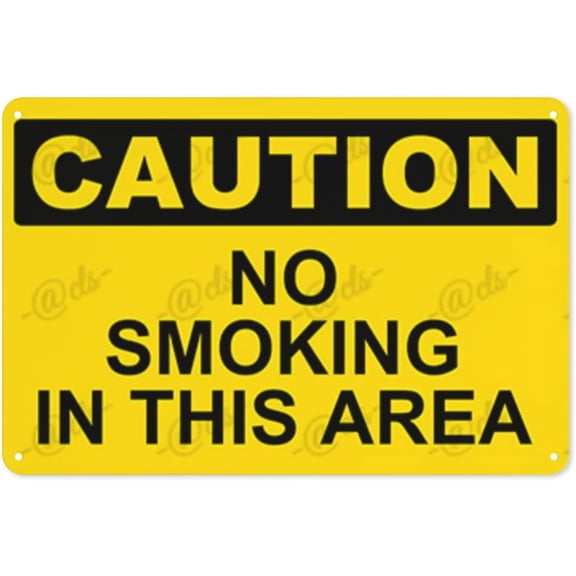 Metal Sign, Caution Sign, NO SMOKING IN THIS AREA, for office, enterprise, safety signs, equipment Warning signs, etc 8 x 12 Inch