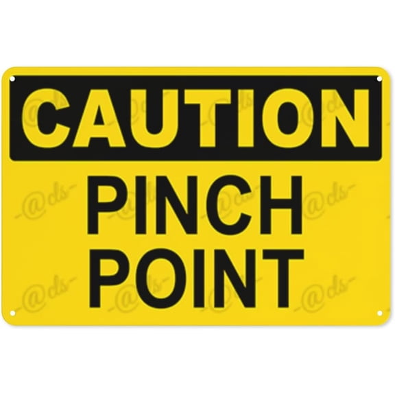 Metal Sign, Caution Sign, PINCH POINT, Rust Free With 4 Pre-drilled Holes Waterproof, Fade and Scratch Resistant, 8 x 12 Inch