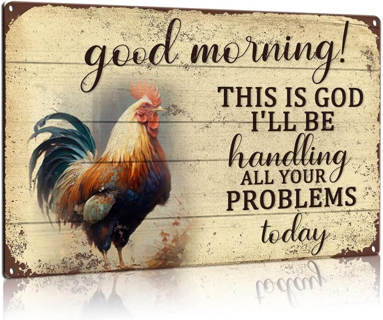 Metal Sign-Chicken Good Morning-Vintage Look Metal Sign Tin Sign 24x32 ...