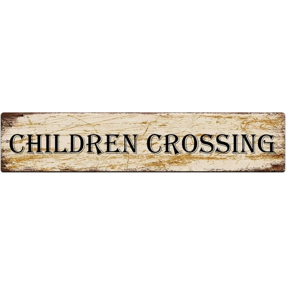 Metal Sign Children Crossing Vintage Signs Retro Tin Signs Aluminum Sign for Kitchen Home Garden Wall Bar Cafe Decor 4x16 Inch
