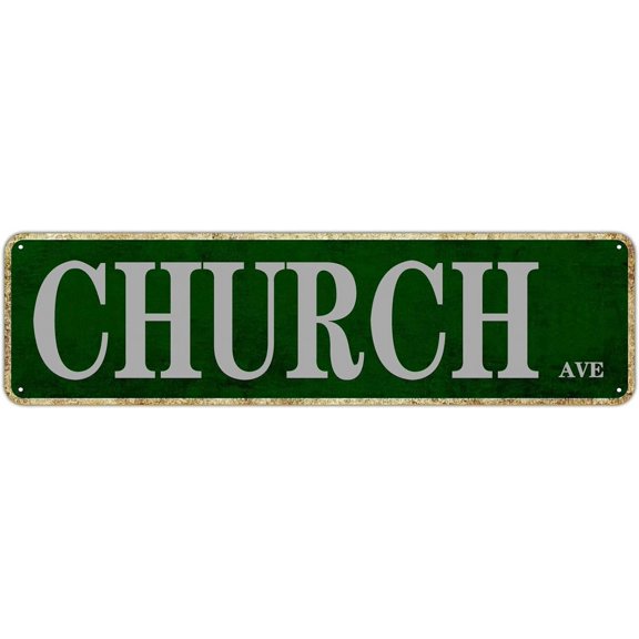 Metal Sign Church Ave St Vintage Signs Retro Tin Signs Aluminum Sign Gift for Home Kitchen Garden Wall Porch Sign UV-Resistant Funny Decor 4x16 Inch