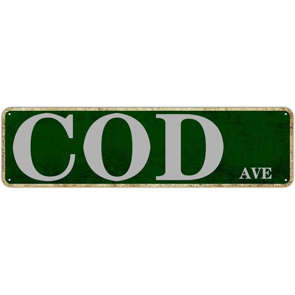 Metal Sign Cod Ave Vintage Signs Retro Tin Signs Aluminum Sign Gift for Home Kitchen Garden Yard Wall Bedroom Club Front Door Decor 4x16 Inches