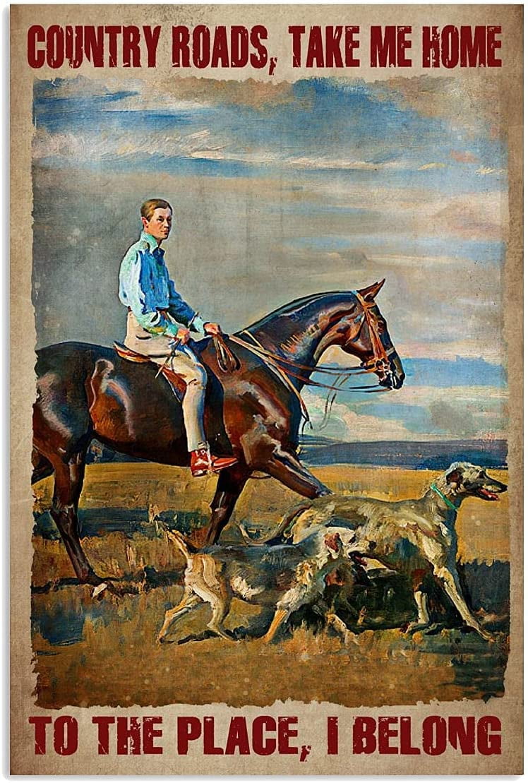 Metal Sign Country Roads Take Me Home to The Place I Belong Vintage Tin