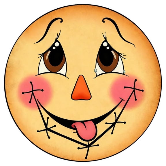 Metal Sign Cute Pumpkin Scarecrow - Halloween Round Wall Decor, Rustic Fall Kids Room Gift 8x8in Round Aluminum