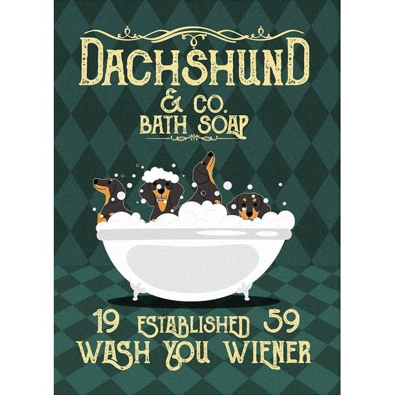 Metal Sign Dachshund Soap Wash Your Weiner Puppy Dog Retro Decor Home Kitchen Bar Cafe Club Cave Wall Decor Vintage Tin Sign Metal Art for Outside 8x12 inch
